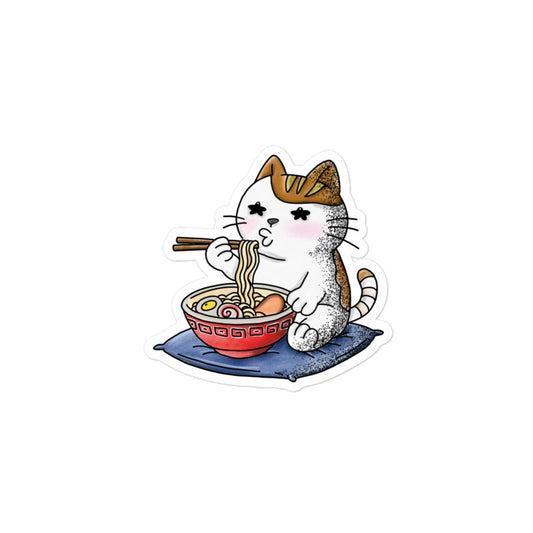 Playful JapPop sticker featuring an illustration inspired by the Japanese word nekojita (猫舌), meaning someone who can’t handle hot food.