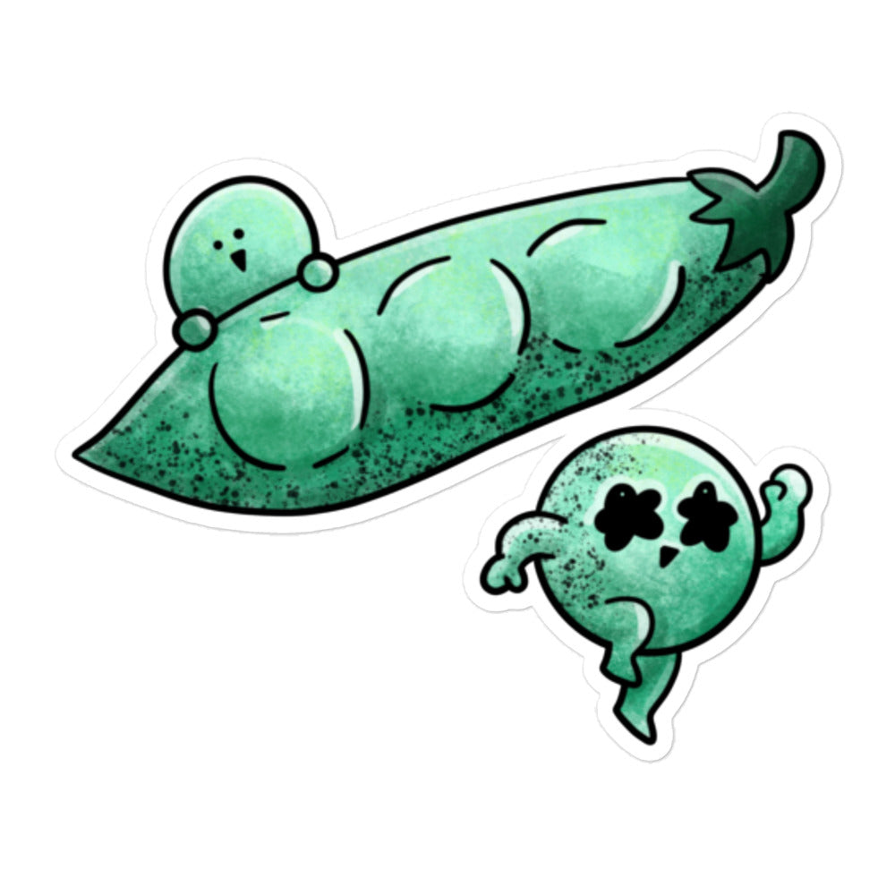 Calm Green Pod Dreams sticker illustration inspired by edamame pods and natural growth, featuring flowing organic shapes in JapPop style.