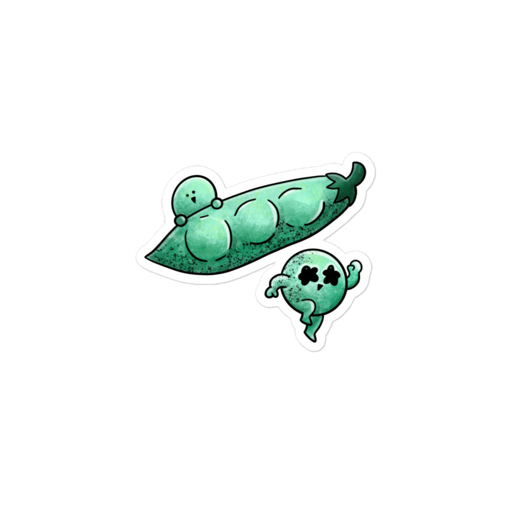 Calm Green Pod Dreams sticker illustration inspired by edamame pods and natural growth, featuring flowing organic shapes in JapPop style.