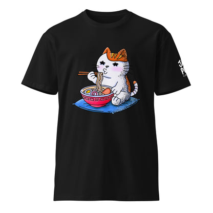 Funny Japanese wordplay T-shirt inspired by nekojita (cat tongue) featuring a playful JapPop illustration about not being able to handle hot food.