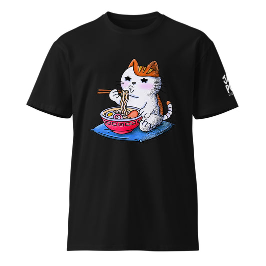 Funny Japanese wordplay T-shirt inspired by nekojita (cat tongue) featuring a playful JapPop illustration about not being able to handle hot food.