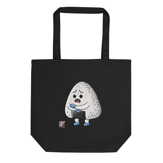 Eco tote bag featuring a cute rice illustration inspired by the Japanese word samui.