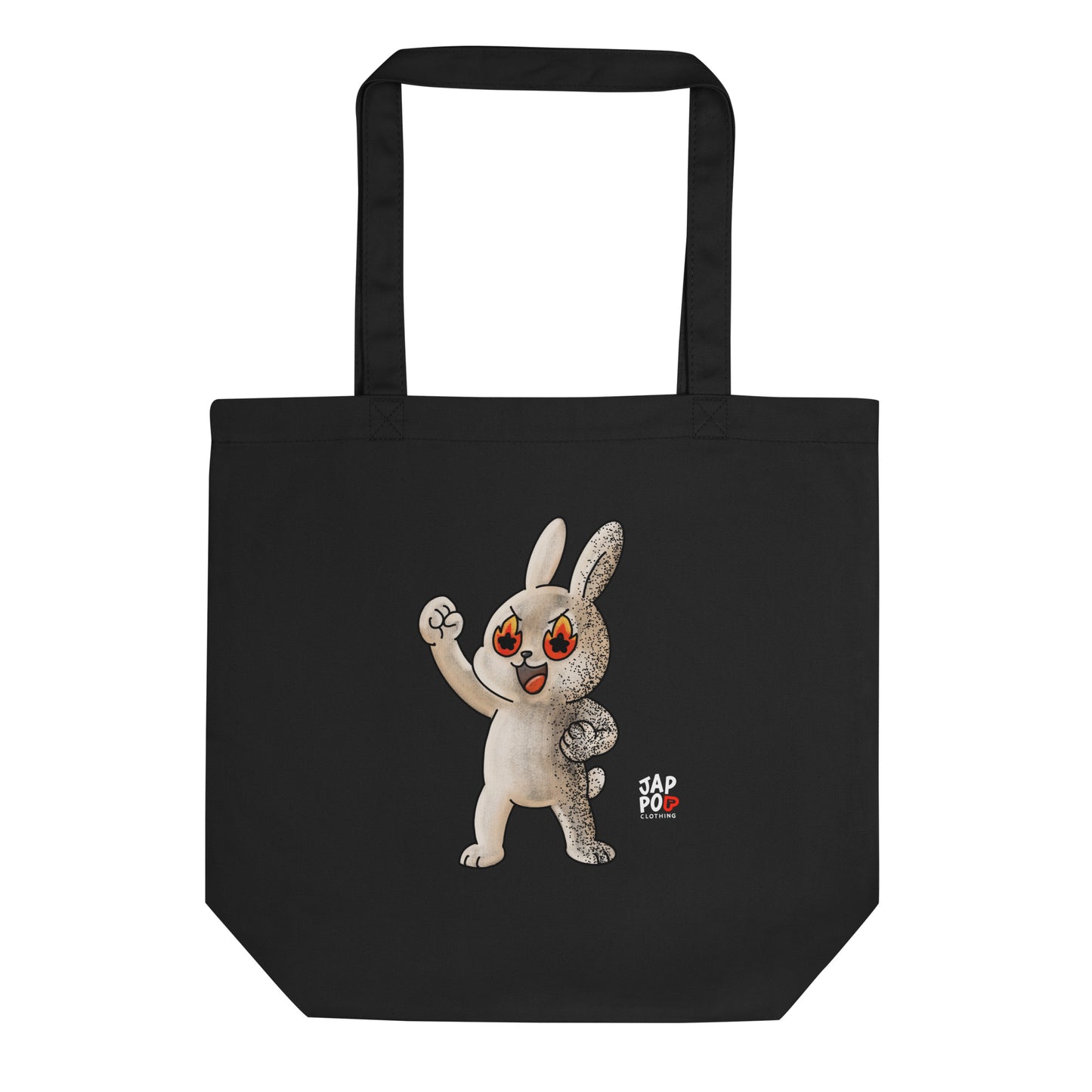 Eco tote bag featuring a bold illustration inspired by the Japanese phrase やる気まんまん.