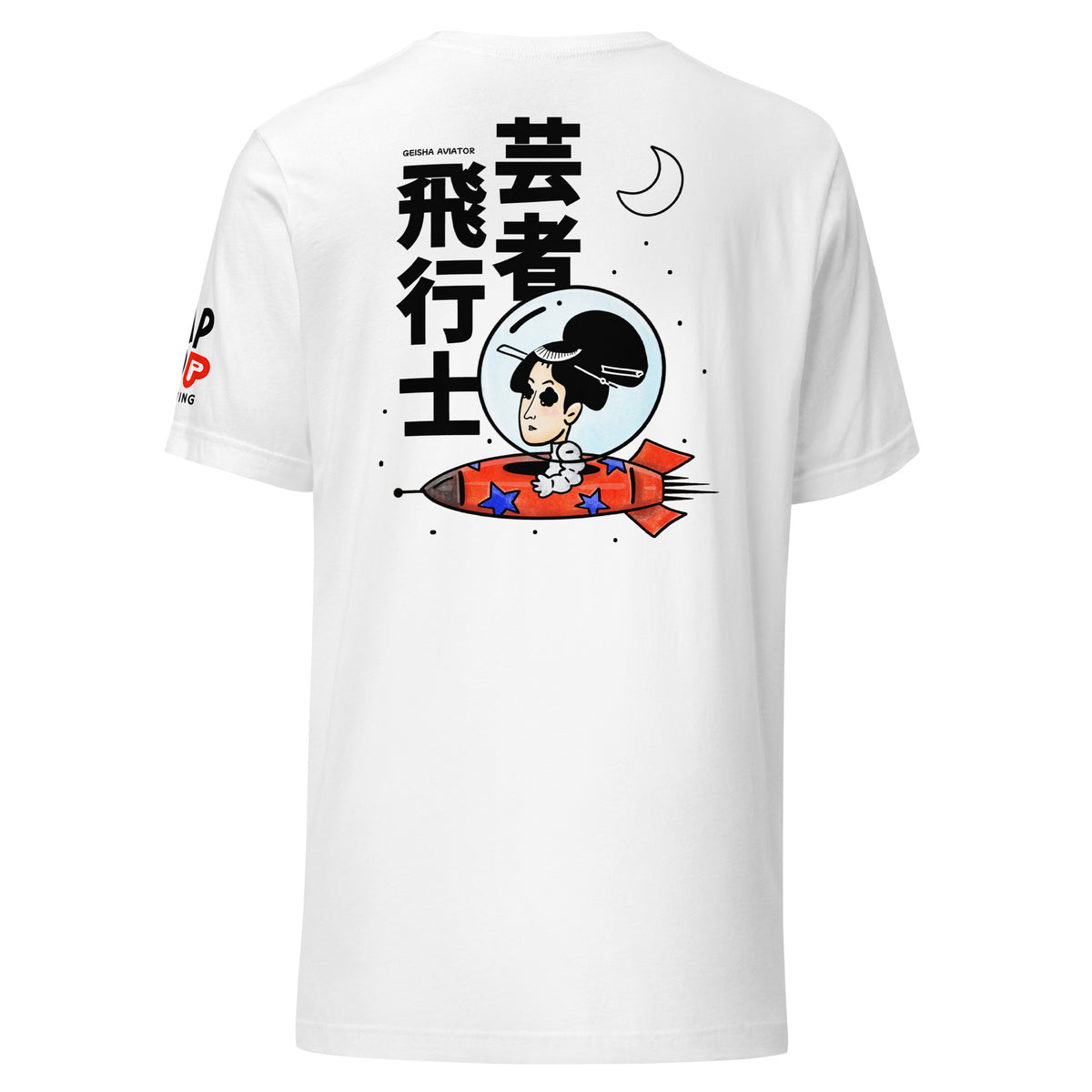 Geisha Aviator crop hoodie featuring an original JapPop character that blends traditional Japanese geisha-inspired style with a playful vintage aviation theme.