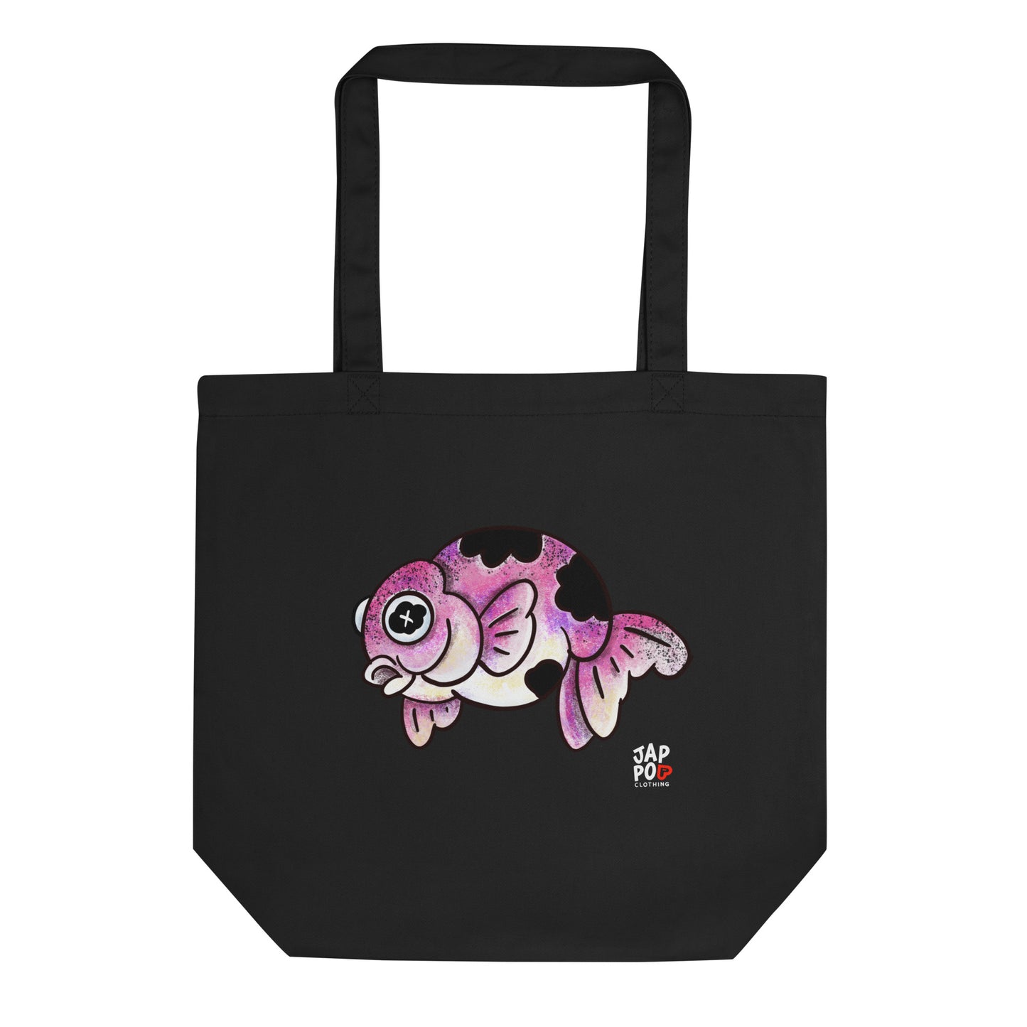Eco tote bag featuring a cute demekin goldfish illustration.
