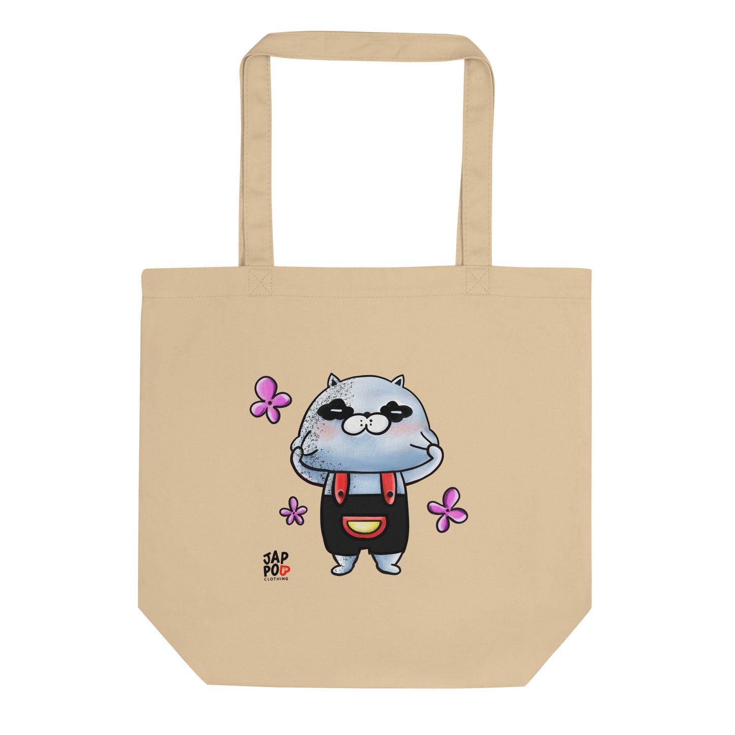 Eco tote bag featuring a stretchy, bouncing character inspired by ビヨーン.