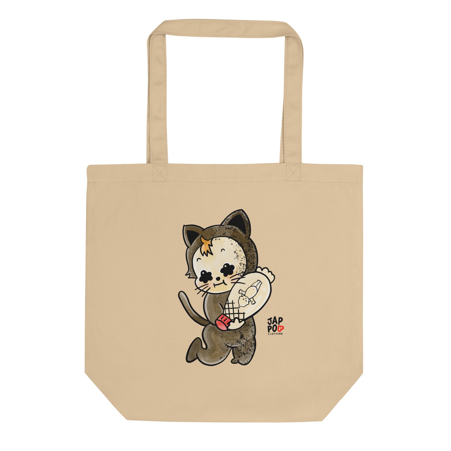 Meow-Yo Japanese cat mayonnaise wordplay eco tote bag illustration