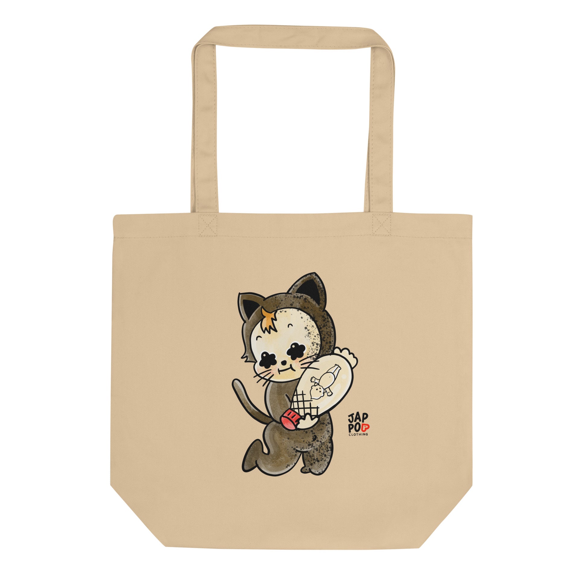 Meow-Yo Japanese cat mayonnaise wordplay eco tote bag illustration