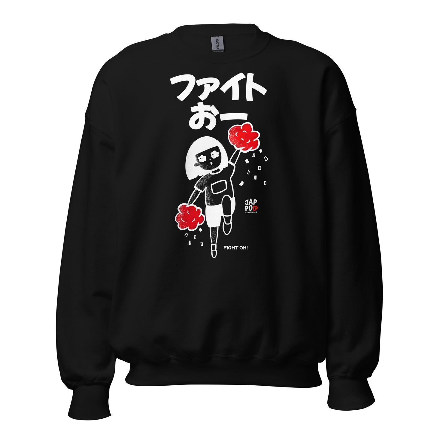 Unisex sweatshirt featuring a cheerful cheerleader illustration with pom-poms and “Fight Oh!!!!”.