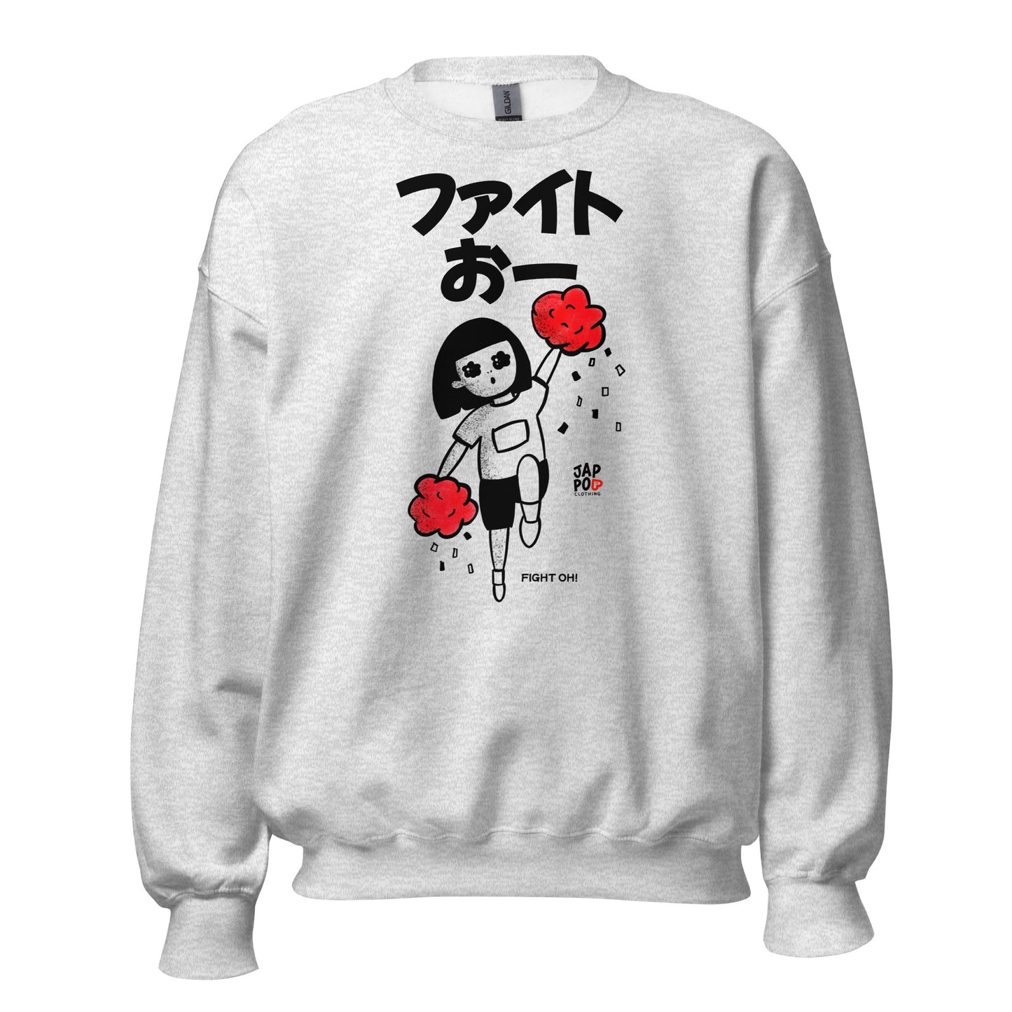 Unisex sweatshirt featuring a cheerful cheerleader illustration with pom-poms and “Fight Oh!!!!”.