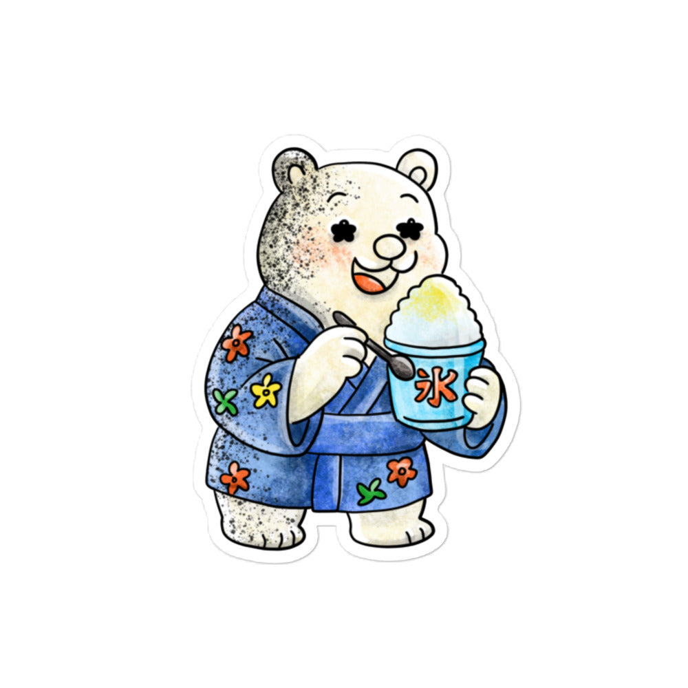 Playful JapPop sticker featuring an illustration inspired by Japanese shaved ice (kakigōri), a beloved summer dessert.