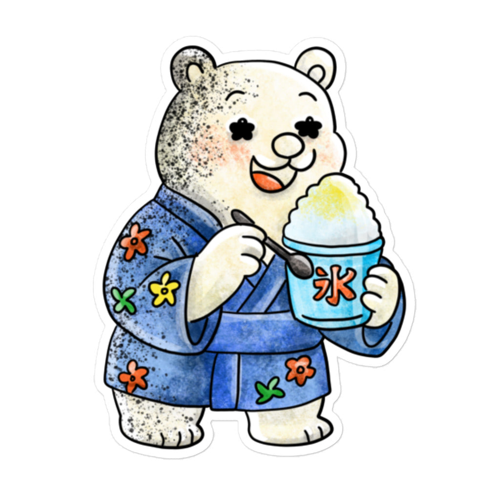 Playful JapPop sticker featuring an illustration inspired by Japanese shaved ice (kakigōri), a beloved summer dessert.