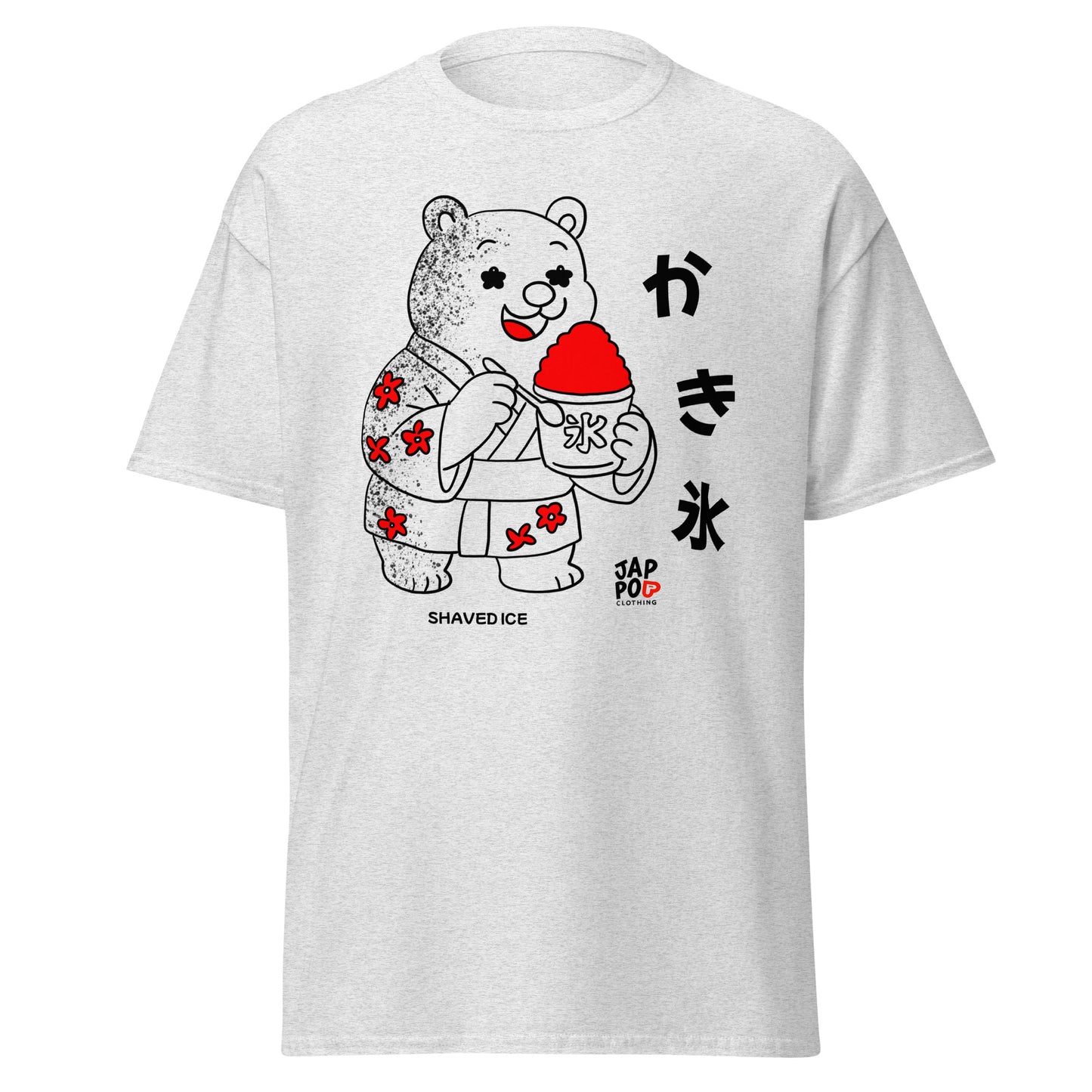 JapPop graphic T-shirt featuring a playful illustration inspired by Japanese shaved ice (kakigōri), a nostalgic summer dessert.