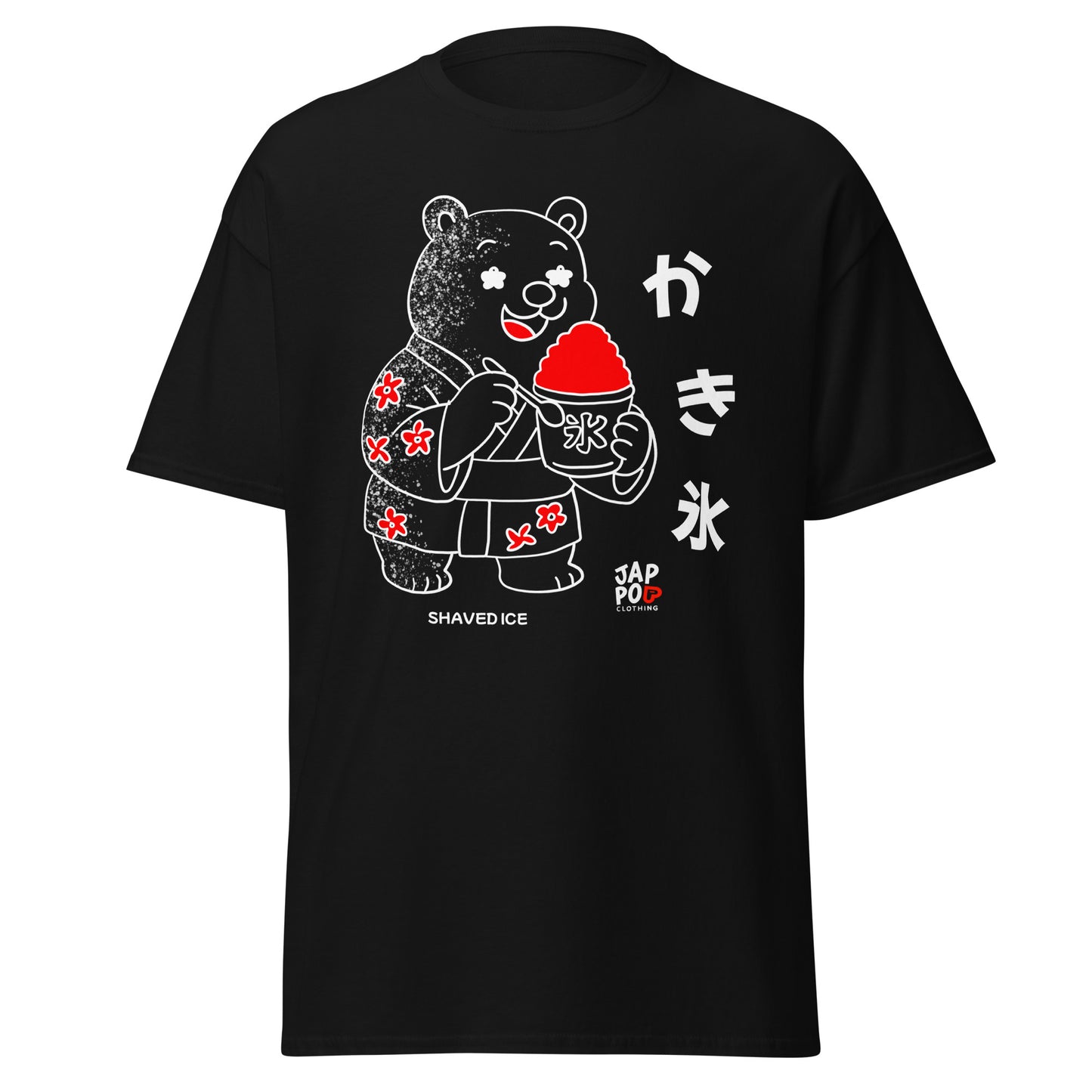 JapPop graphic T-shirt featuring a playful illustration inspired by Japanese shaved ice (kakigōri), a nostalgic summer dessert.