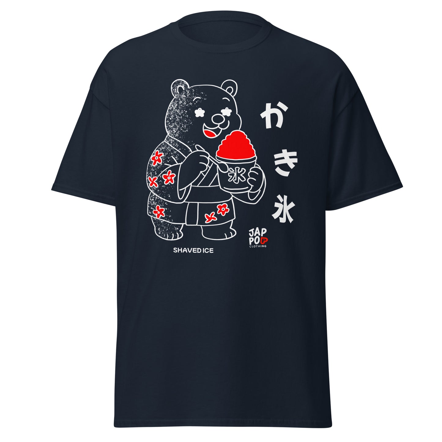 JapPop graphic T-shirt featuring a playful illustration inspired by Japanese shaved ice (kakigōri), a nostalgic summer dessert.