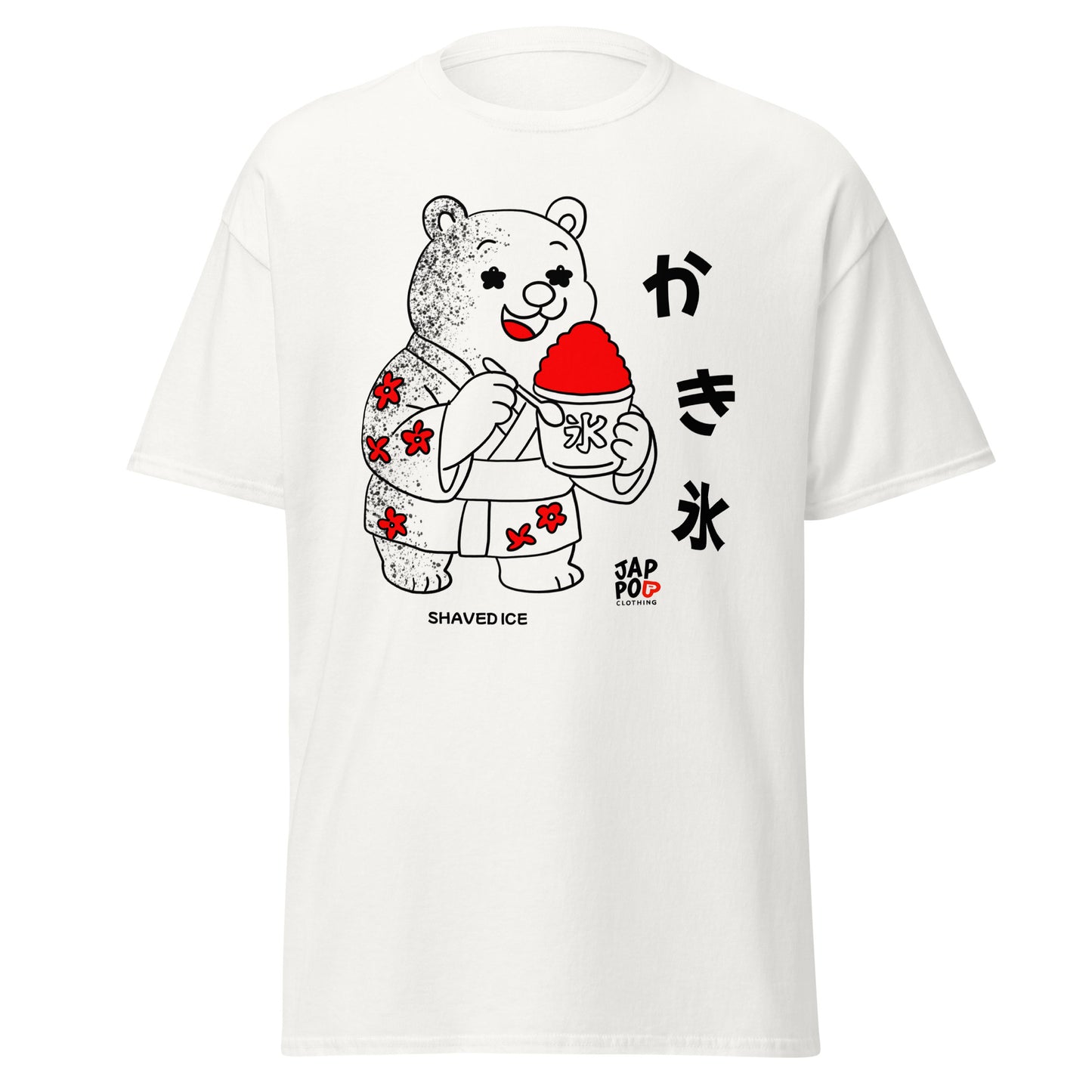 JapPop graphic T-shirt featuring a playful illustration inspired by Japanese shaved ice (kakigōri), a nostalgic summer dessert.