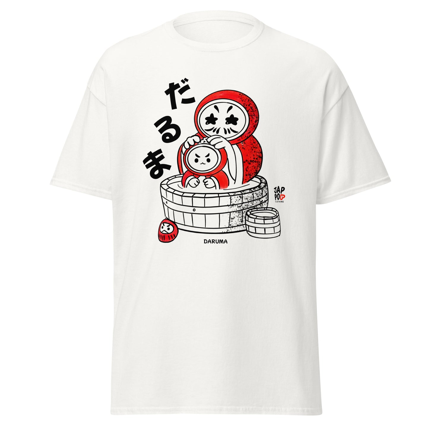 Unisex t-shirt featuring an adorable Daruma family soaking together in a bath.