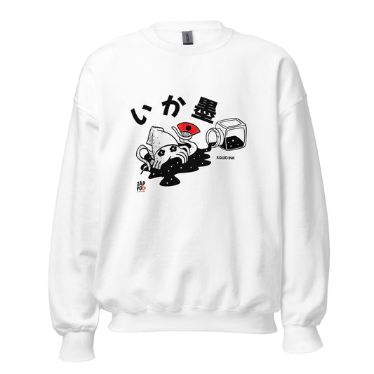 Unisex sweatshirt featuring a bold squid ink-inspired illustration rooted in Japanese cuisine.