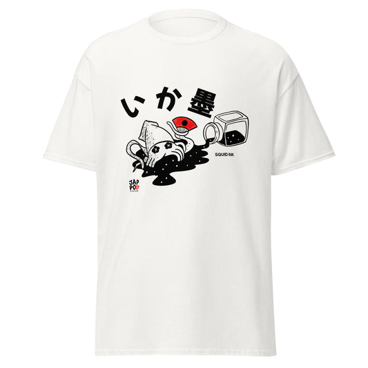 Unisex t-shirt featuring a bold illustration inspired by Japanese squid ink cuisine.