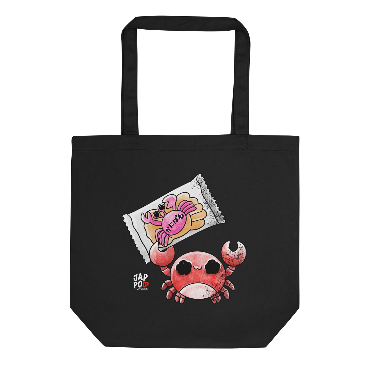 Eco tote bag featuring a cute kani-pan crab-shaped bread illustration.