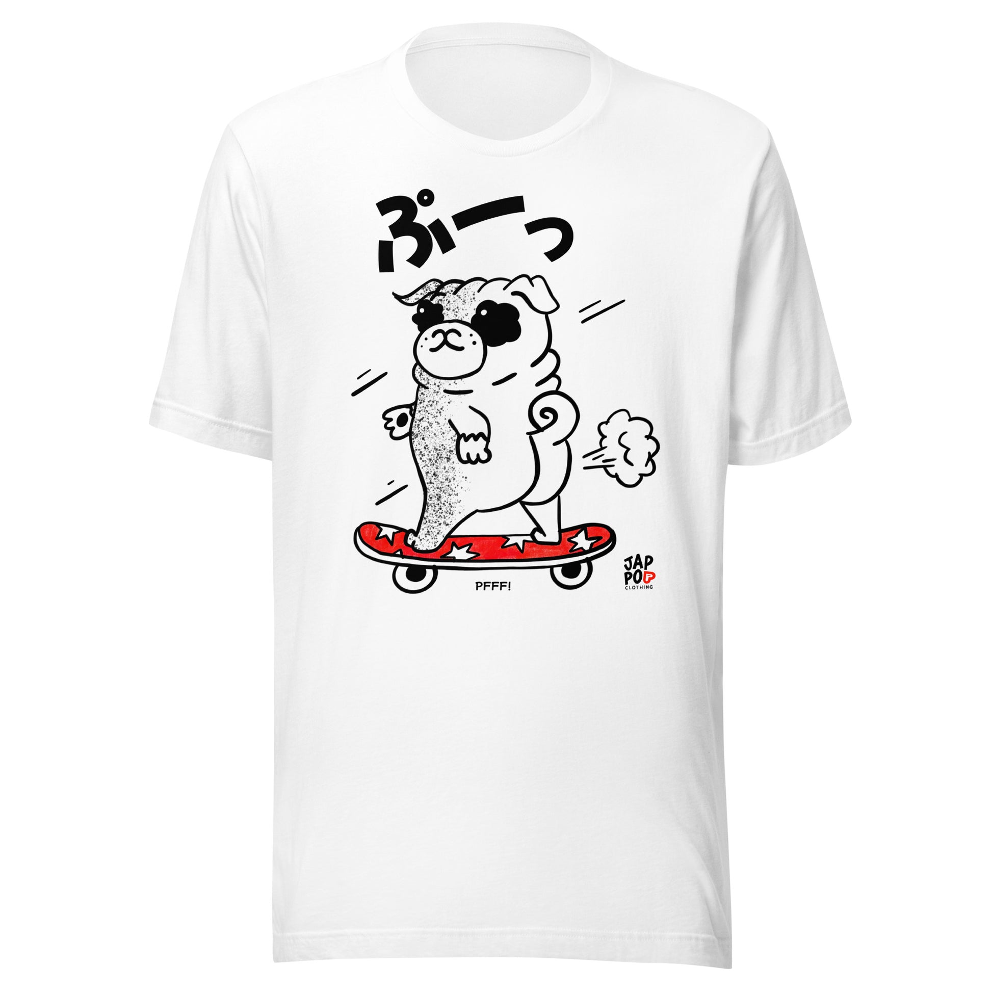 Unisex t-shirt featuring a playful dog riding a skateboard with humor.