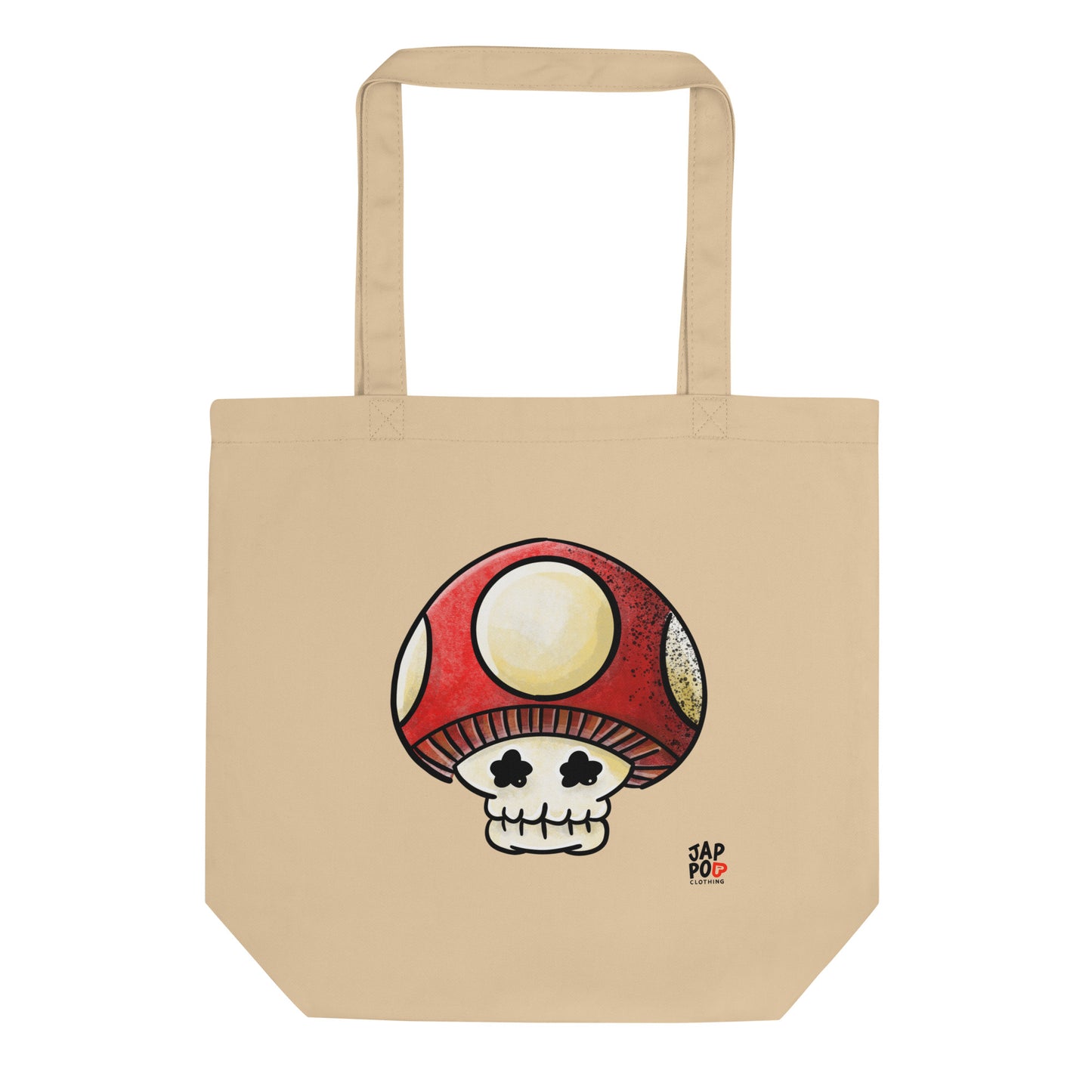 Eco tote bag featuring a trippy poisonous mushroom illustration inspired by 毒キノコ.