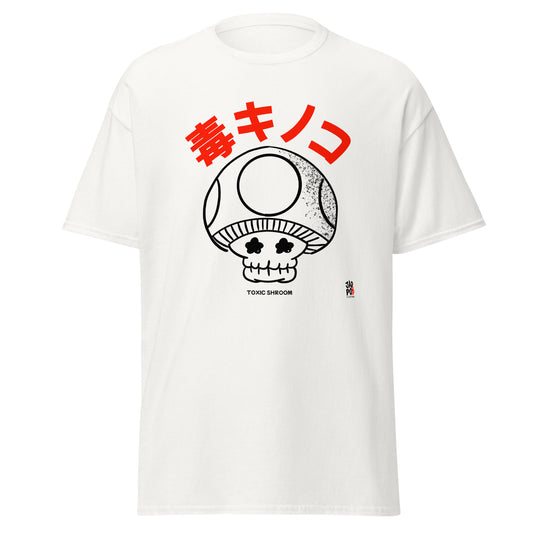 Unisex t-shirt featuring a psychedelic poisonous mushroom illustration inspired by 毒キノコ.