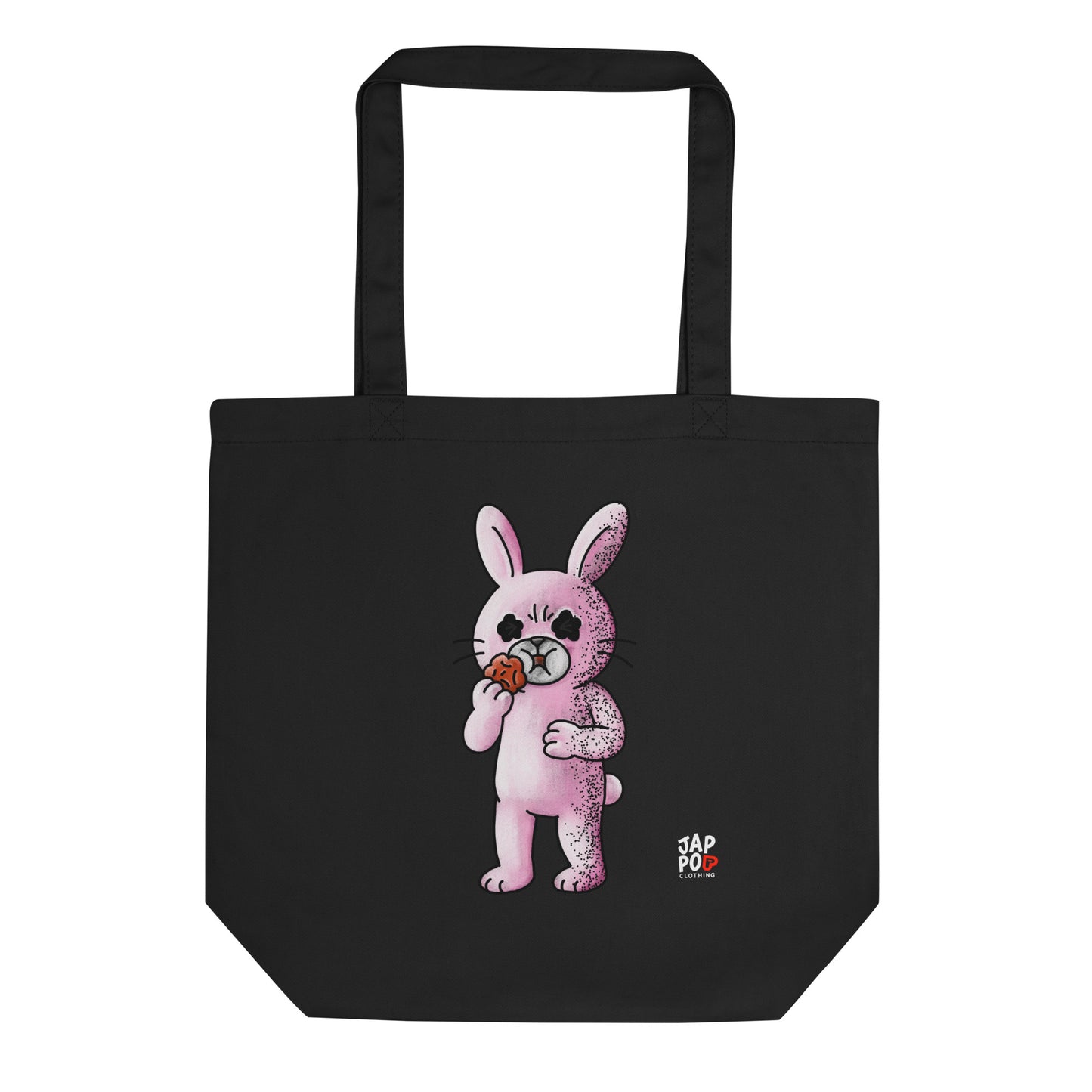 Eco tote bag featuring a cute rabbit reacting to the sour taste of umeboshi.